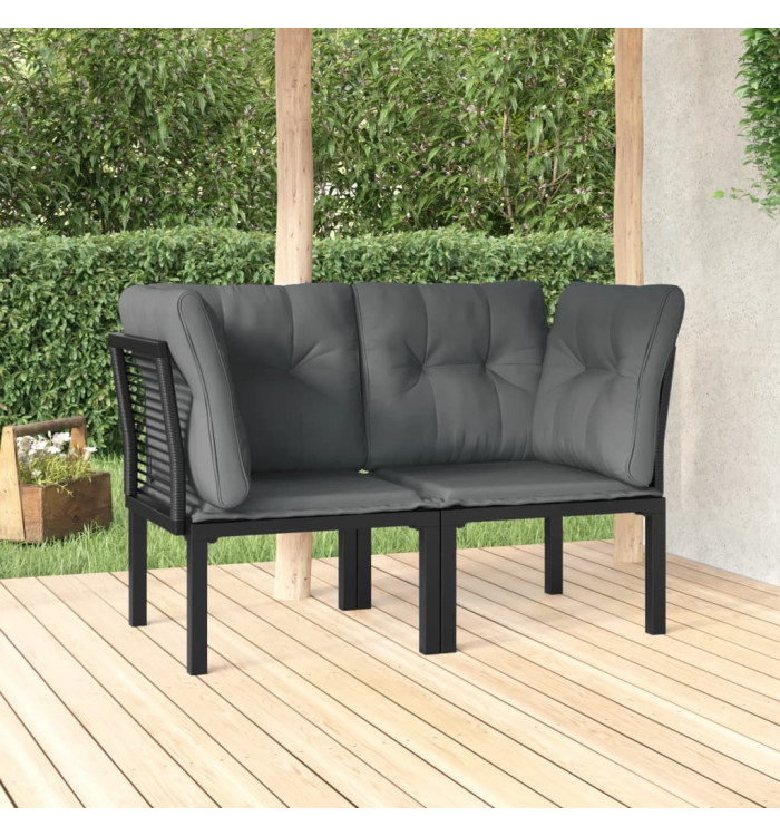Chaises d'angle de jardin avec coussins lot de 2 noir/gris | Mobilier & Déco