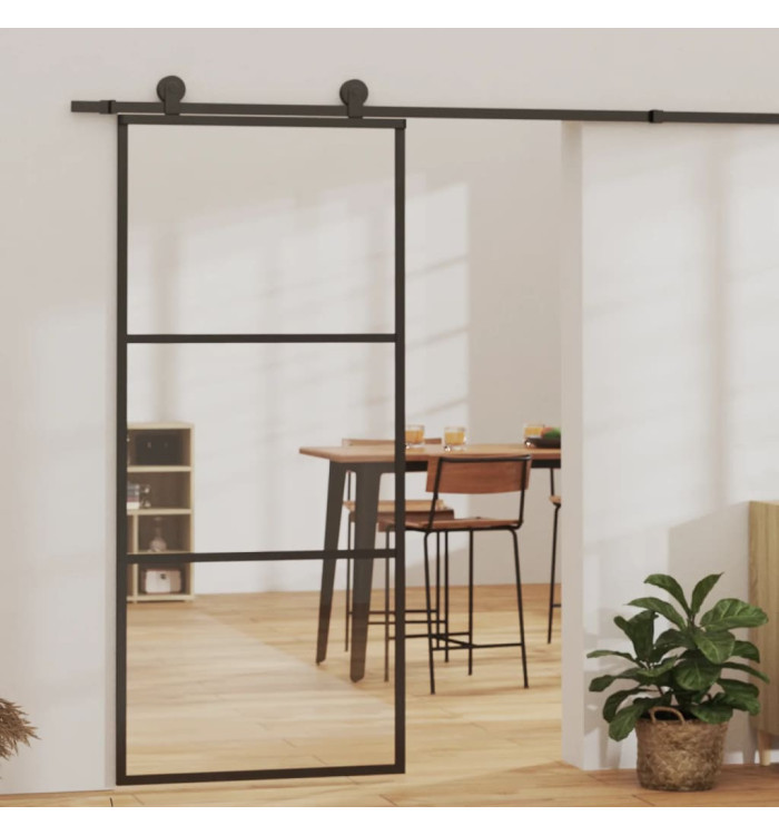 Porte coulissante et quincaillerie Verre et Aluminium 90x205 cm | Mobilier & Déco