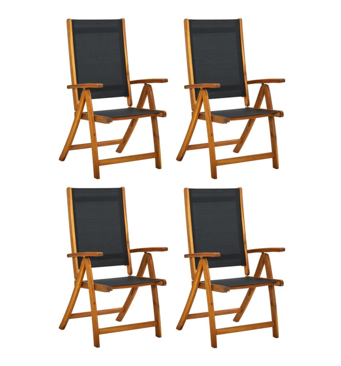 Chaises de jardin pliantes lot de 4 acacia massif et textilène | Mobilier & Déco
