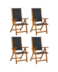 Chaises de jardin pliantes lot de 4 acacia massif et textilène | Mobilier & Déco