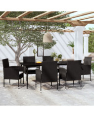 Ensemble à manger de jardin 7 pcs Noir | Mobilier & Déco
