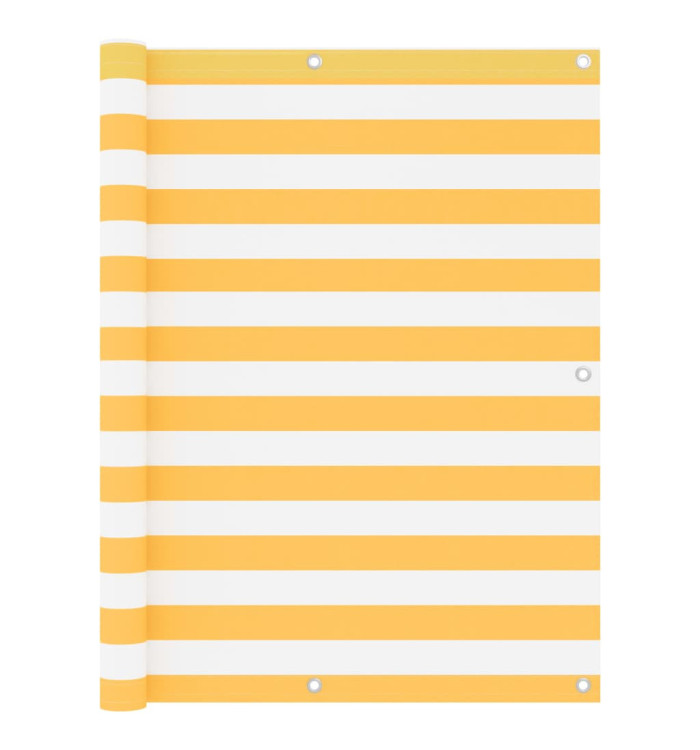Écran de balcon Blanc et jaune 120x300 cm Tissu Oxford | Mobilier & Déco