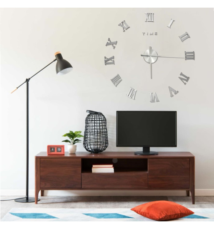 Horloge murale 3D Design moderne Argenté 100 cm XXL | Mobilier & Déco