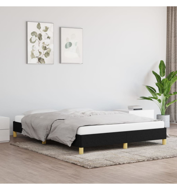 Cadre de lit sans matelas noir 140x190 cm tissu | Mobilier & Déco