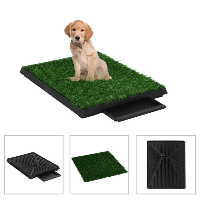 Tapis pour animaux avec plateau et gazon artificiel Vert | Mobilier & Déco