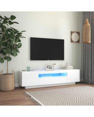 Meuble TV avec lumières LED blanc brillant 160x35x40 cm | Mobilier & Déco