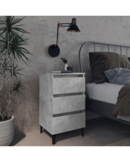 Table de chevet avec pieds en métal gris béton 40x35x69 cm | Mobilier & Déco
