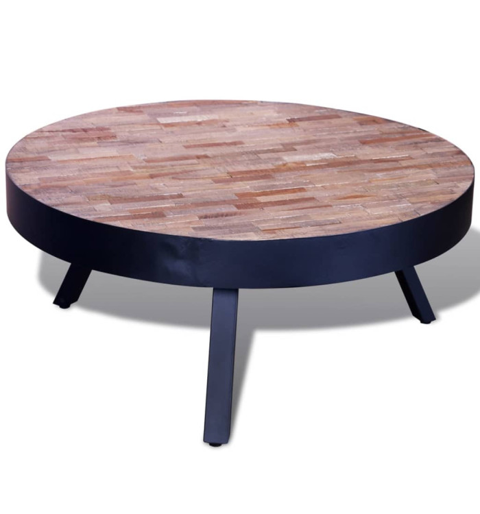 Table basse ronde Bois de teck recyclé | Mobilier & Déco