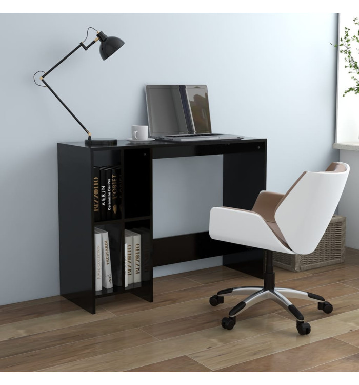 Bureau d'ordinateur portable noir bois d'ingénierie | Mobilier & Déco