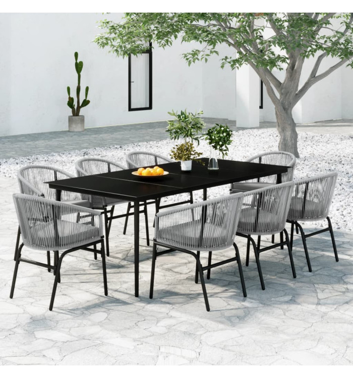 Ensemble à manger de jardin 9 pcs Gris | Mobilier & Déco
