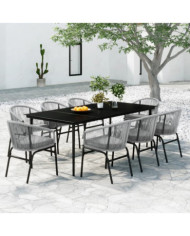 Ensemble à manger de jardin 9 pcs Gris | Mobilier & Déco