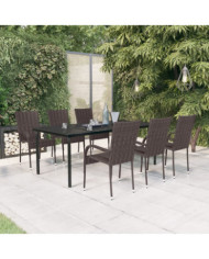 Ensemble à manger de jardin 7 pcs Marron et noir | Mobilier & Déco