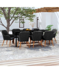 Ensemble à manger de jardin avec coussins 9 pcs noir | Mobilier & Déco