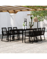 Ensemble à manger de jardin 7 pcs Noir | Mobilier & Déco