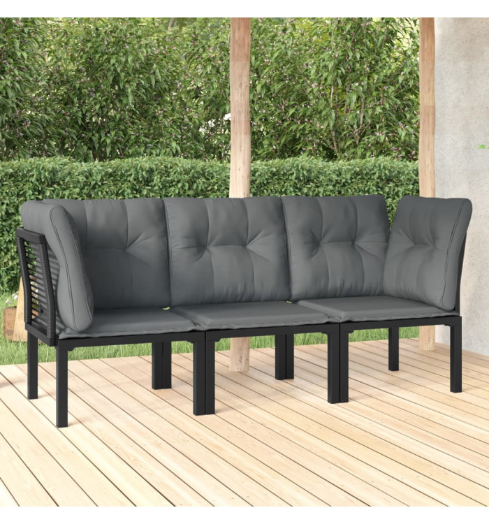 Salon de jardin 3 pcs noir et gris résine tressée | Mobilier & Déco