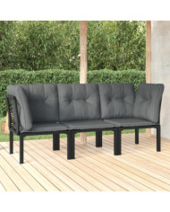 Salon de jardin 3 pcs noir et gris résine tressée | Mobilier & Déco