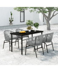 Ensemble à manger de jardin 5 pcs Gris | Mobilier & Déco