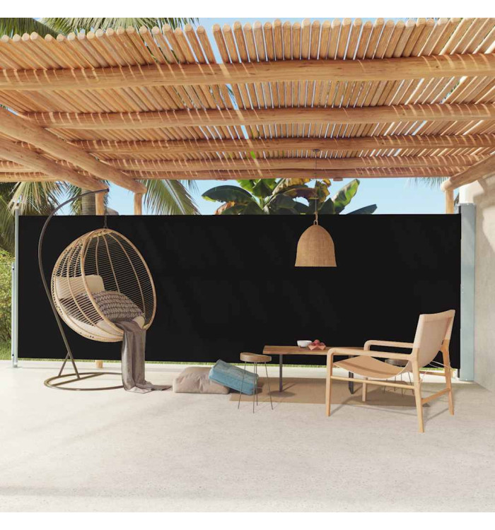 Auvent latéral rétractable de patio 180x600 cm Noir | Mobilier & Déco