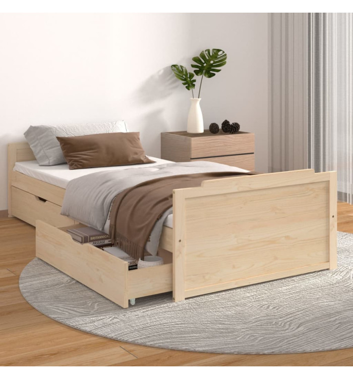 Cadre de lit sans matelas bois de pin massif 90x200 cm | Mobilier & Déco