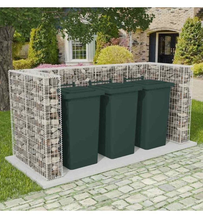 Cadre de gabion de poubelle triple Acier 250 x 100 x 120 cm | Mobilier & Déco