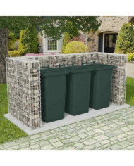 Cadre de gabion de poubelle triple Acier 250 x 100 x 120 cm | Mobilier & Déco