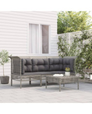 Salon de jardin 4 pcs avec coussins Gris Résine tressée | Mobilier & Déco