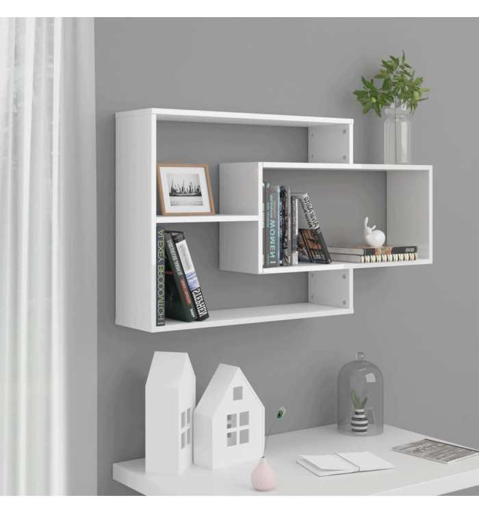 Étagères murales blanc brillant 104x20x58,5 cm bois ingénierie | Mobilier & Déco