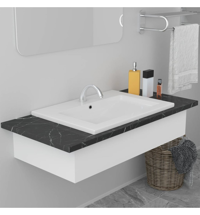 Lavabo encastré 61 x 39,5 x 18,5 cm Céramique Blanc | Mobilier & Déco