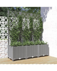 Jardinière avec treillis Gris clair 120x40x136 cm PP | Mobilier & Déco
