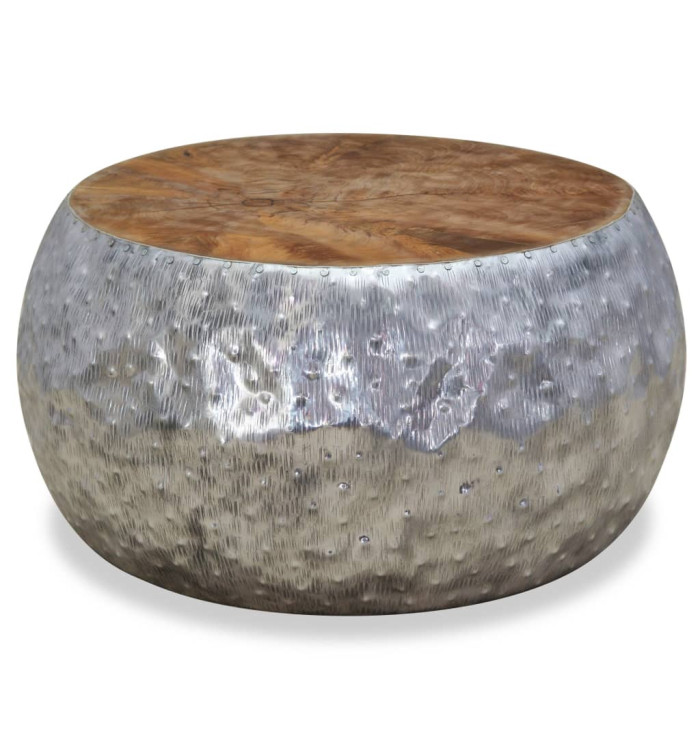 Table basse Aluminium Teck 60x60x30 cm | Mobilier & Déco
