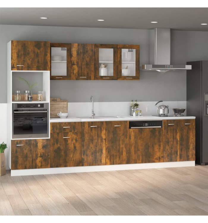 Armoire de plancher d'évier "Lyon" Chêne fumé 80x46x81,5 cm | Mobilier & Déco