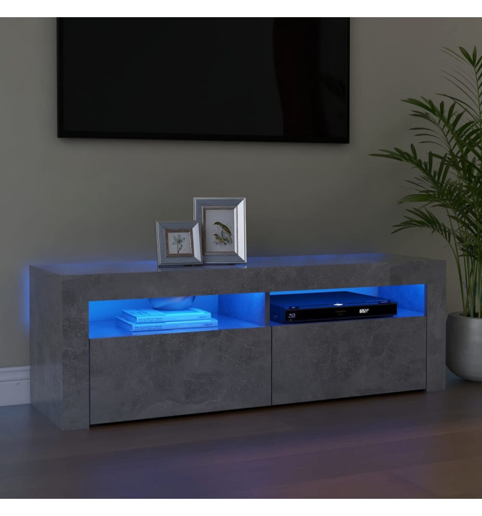 Meuble TV avec lumières LED gris béton 120x35x40 cm | Mobilier & Déco