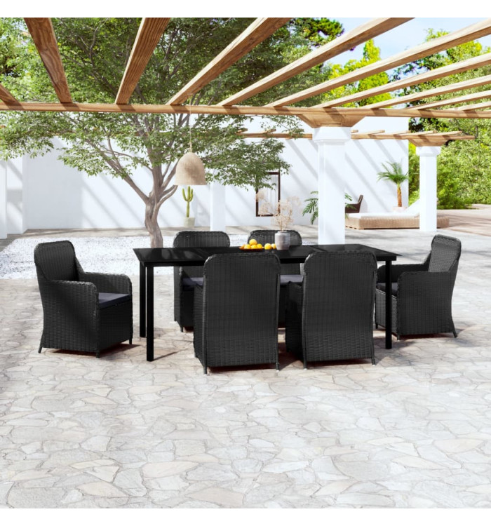 Ensemble à manger de jardin avec coussins 7 pcs Noir | Mobilier & Déco