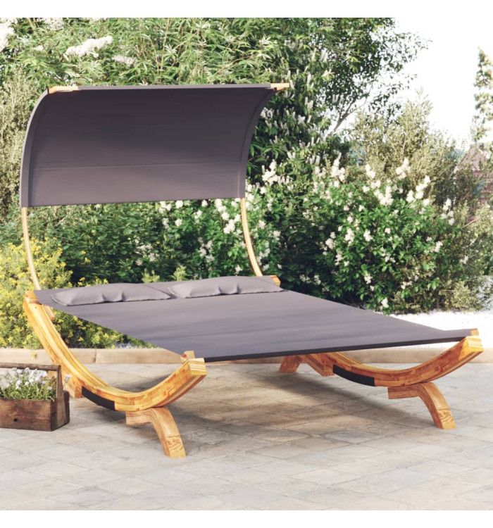 Lit repos et auvent 165x203x126 cm Bois courbé Anthracite | Mobilier & Déco