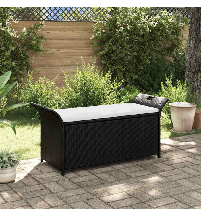 Banc de jardin avec coussin 138 cm Résine tressée Marron | Mobilier & Déco
