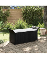 Banc de jardin avec coussin 138 cm Résine tressée Marron | Mobilier & Déco