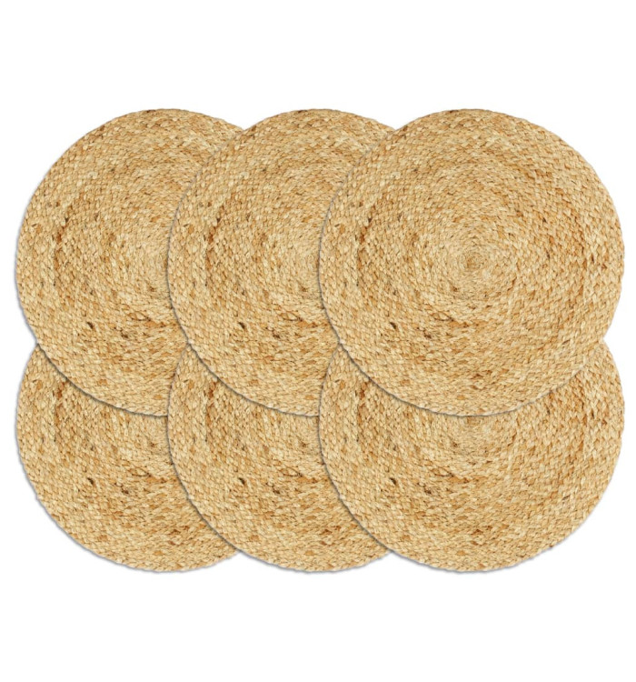 Napperons 6 pcs Naturel Plain 38 cm Rond Jute | Mobilier & Déco