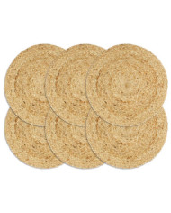 Napperons 6 pcs Naturel Plain 38 cm Rond Jute | Mobilier & Déco