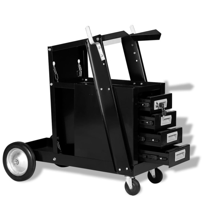 Chariot de soudage avec 4 tiroirs Noir | Mobilier & Déco