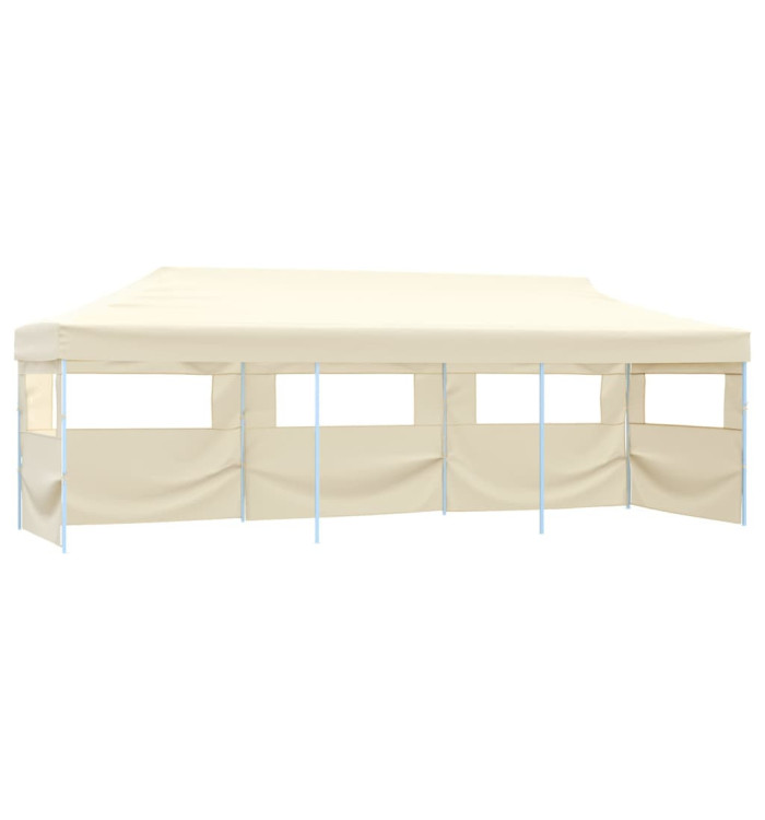Tente de réception pliable escamotable avec 5 parois 3x9m crème | Mobilier & Déco
