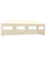 Tente de réception pliable escamotable avec 5 parois 3x9m crème | Mobilier & Déco