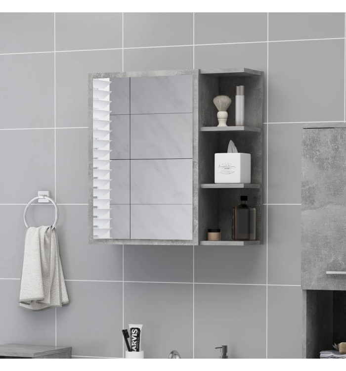 Armoire à miroir de salle de bain Gris béton Bois d’ingénierie | Mobilier & Déco