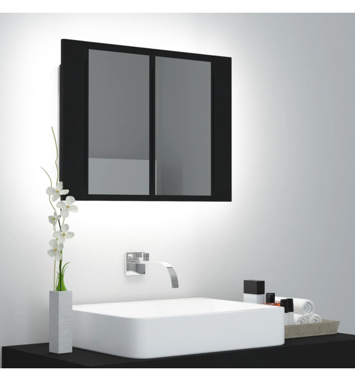 Armoire à miroir de salle de bain LED Noir 60x12x45 Acrylique | Mobilier & Déco