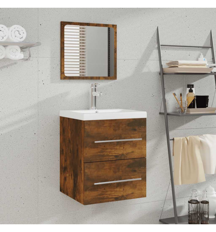 Armoire de salle de bain avec miroir Chêne fumé 41x38,5x48 cm | Mobilier & Déco