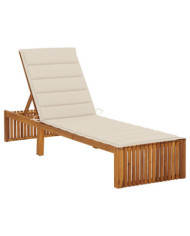 Chaise longue avec coussin Bois d'acacia solide | Mobilier & Déco