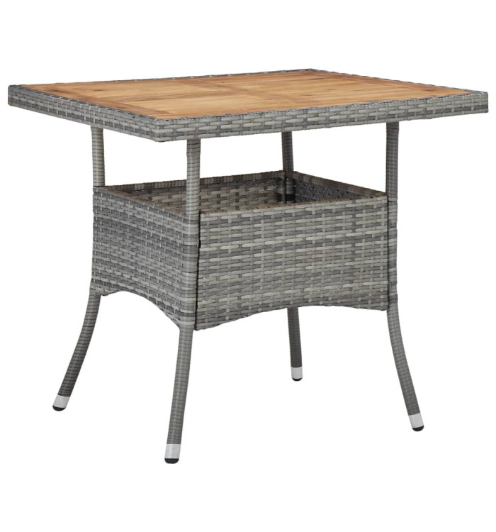 Table d'extérieur Gris Résine tressée et bois d'acacia solide | Mobilier & Déco
