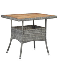 Table d'extérieur Gris Résine tressée et bois d'acacia solide | Mobilier & Déco