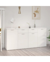 Buffet Blanc brillant 160x36x75 cm Bois d'ingénierie | Mobilier & Déco