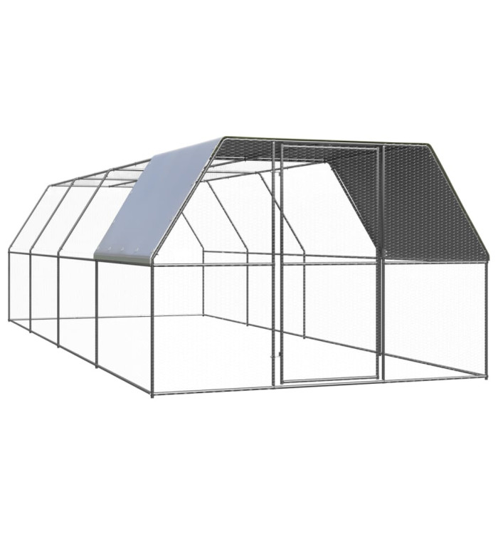 Poulailler d'extérieur 3x8x2 m Acier galvanisé | Mobilier & Déco