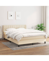 Sommier à lattes de lit avec matelas Crème 140x200 cm Tissu | Mobilier & Déco